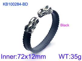 Stainless Steel Leather Bangle