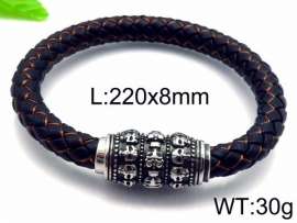 Stainless Steel Leather Bracelet