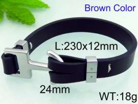 Stainless Steel Leather Bangle