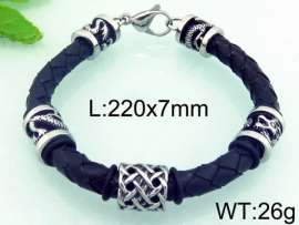 Stainless Steel Leather Bracelet
