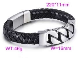 Stainless Steel Leather Bracelet