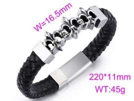 Stainless Steel Leather Bracelet