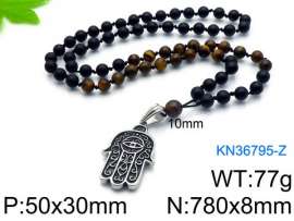 Stainless Steel Stone & Crystal Necklace