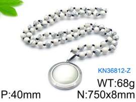 Stainless Steel Stone & Crystal Necklace