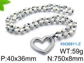 Stainless Steel Stone & Crystal Necklace