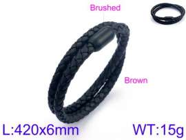 Stainless Steel Leather Bracelet