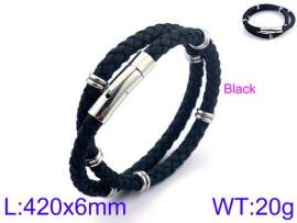 Stainless Steel Leather Bracelet