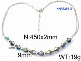 Stainless Steel Stone & Crystal Necklace