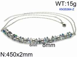 Stainless Steel Stone & Crystal Necklace