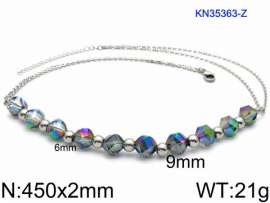 Stainless Steel Stone & Crystal Necklace