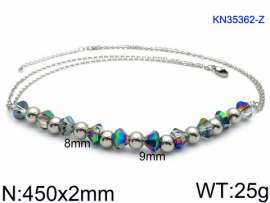 Stainless Steel Stone & Crystal Necklace