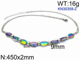 Stainless Steel Stone & Crystal Necklace
