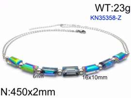 Stainless Steel Stone & Crystal Necklace