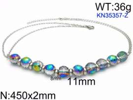 Stainless Steel Stone & Crystal Necklace