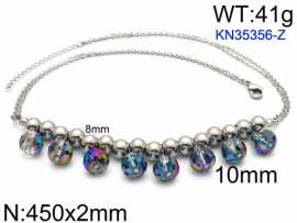 Stainless Steel Stone & Crystal Necklace