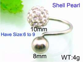 Stainless Steel Stone&Crystal Ring