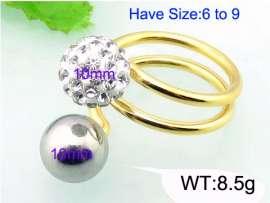 Stainless Steel Stone&Crystal Ring