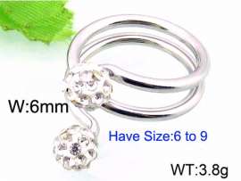 Stainless Steel Stone&Crystal Ring
