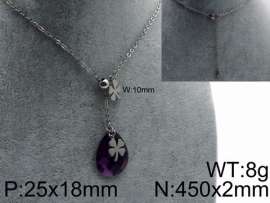 Stainless Steel Stone & Crystal Necklace