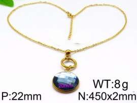Stainless Steel Stone & Crystal Necklace