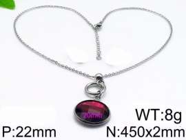 Stainless Steel Stone & Crystal Necklace