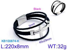 Stainless Steel Leather Bracelet