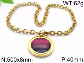 Stainless Steel Stone & Crystal Necklace