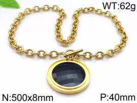 Stainless Steel Stone & Crystal Necklace