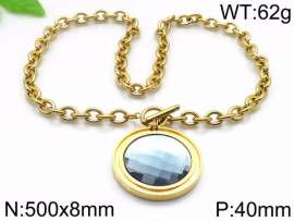 Stainless Steel Stone & Crystal Necklace