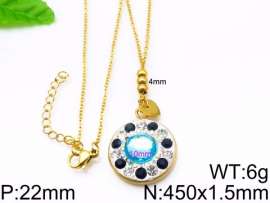Stainless Steel Stone & Crystal Necklace
