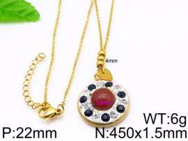 Stainless Steel Stone & Crystal Necklace