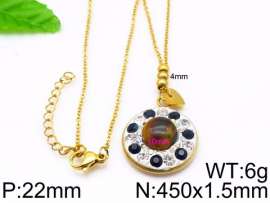 Stainless Steel Stone & Crystal Necklace