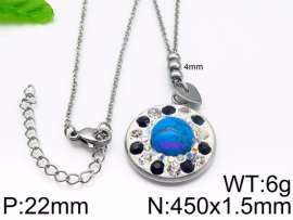 Stainless Steel Stone & Crystal Necklace