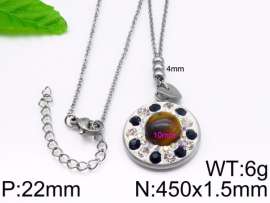 Stainless Steel Stone & Crystal Necklace