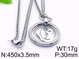 Stainless Steel Stone & Crystal Necklace