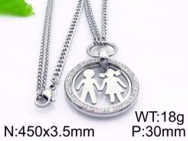 Stainless Steel Stone & Crystal Necklace
