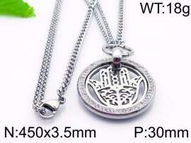 Stainless Steel Stone & Crystal Necklace
