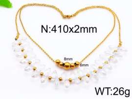 Stainless Steel Stone & Crystal Necklace
