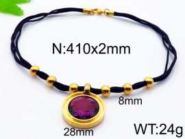 Stainless Steel Stone & Crystal Necklace
