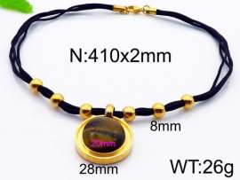 Stainless Steel Stone & Crystal Necklace