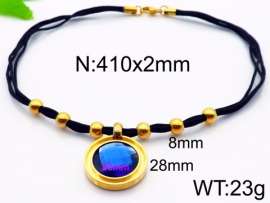 Stainless Steel Stone & Crystal Necklace