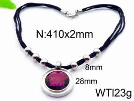 Stainless Steel Stone & Crystal Necklace