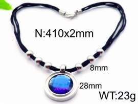 Stainless Steel Stone & Crystal Necklace