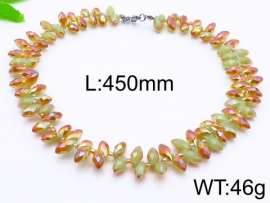 Stainless Steel Stone & Crystal Necklace