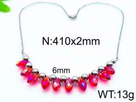 Stainless Steel Stone & Crystal Necklace