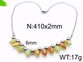 Stainless Steel Stone & Crystal Necklace