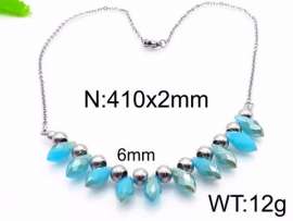 Stainless Steel Stone & Crystal Necklace