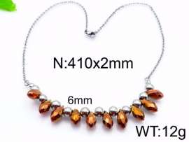 Stainless Steel Stone & Crystal Necklace