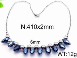 Stainless Steel Stone & Crystal Necklace