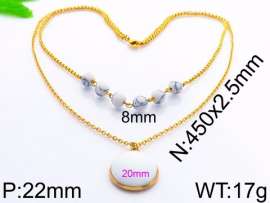 Stainless Steel Stone & Crystal Necklace